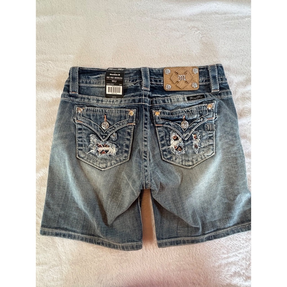 Miss Me Women's Denim Bermuda Shorts - Light Blue Wash